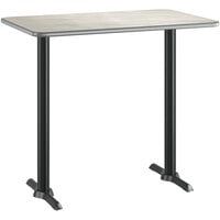 Lancaster Table & Seating 30" x 48" Reversible Gray / White Laminated Bar Height Table Top and Base Kit with 5" x 22" Base