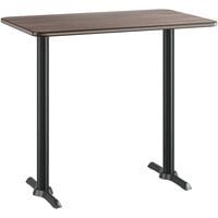 Lancaster Table & Seating 30" x 48" Reversible White Birch / Ash Laminated Bar Height Table Top and Base Kit with 5" x 22" Base