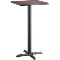 Lancaster Table & Seating 24" x 24" Reversible Cherry / Black Laminated Bar Height Table Top and Base Kit with 22 x 22" Base