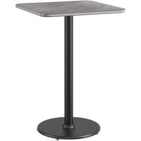 Lancaster Table & Seating 30" x 30" Reversible Gray / White Laminated Bar Height Table Top and Base Kit with 22" Base