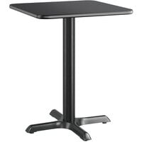 Lancaster Table & Seating 24" x 24" Reversible Cherry / Black Laminated Standard Height Table Top and Base Kit with 22" x 22" Base