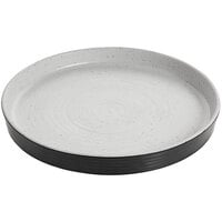 cheforward™ by GET Infuse 10" Round Stone Natural / Black Melamine Plate with Raised Rim - 12/Case