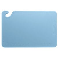 San Jamar CB121812BL Cut-N-Carry® 18" x 12" x 1/2" Blue Cutting Board with Hook