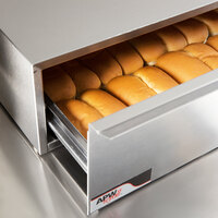 APW Wyott BWD-50 Dry Hot Dog Bun Warmer for HR-50 Series Hot Dog Roller Grills - Holds 40 Buns, 208V