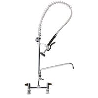Equip by T&S 5PR-8D14 Deck Mounted 38 1/4" High Pre-Rinse Faucet with 8" Adjustable Centers, 44" Hose, 14 1/8" Add-On Faucet, and 6" Wall Bracket