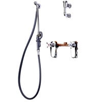 T&S B-0680-ST Bedpan Washer with Concealed Mixing Faucet and Wall Hook Outlet - 68" PVC Hose with Extended Spray Nozzle and Self Closing Spray Valve