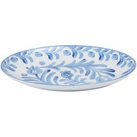 Cal-Mil Costa 10 3/4" x 7 3/4" Blue and White Painted Oval Coupe Melamine Platter