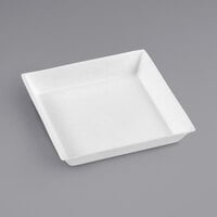 Solia Quartz 3 1/2" x 3 1/2" Square Sugarcane Pulp White Plate with PLA Lamination - 400/Case