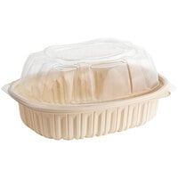D&W Fine Pack 9 1/4" Wheat Microwavable Chicken Roaster Take-Out Container with Dome Lid - 50/Case