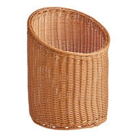Acopa Weave 10" x 17" Round Dark Brown Woven Plastic Rattan Basket
