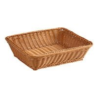 Acopa Weave 14" x 13" Rectangular Dark Brown Woven Plastic Rattan Basket