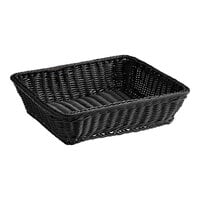 Acopa Weave 14" x 13" Rectangular Black Woven Plastic Rattan Basket