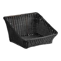 Acopa Weave 17" x 17" Slanted Black Woven Plastic Rattan Basket