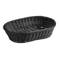 Acopa Weave 15" x 11" Oblong Black Woven Plastic Rattan Basket