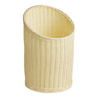 Acopa Weave 10" x 17" Round Natural Woven Plastic Rattan Basket