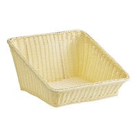 Acopa Weave 17" x 17" Slanted Natural Woven Plastic Rattan Basket