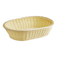 Acopa Weave 15" x 11" Oblong Natural Woven Plastic Rattan Basket