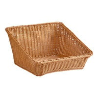 Acopa Weave 17" x 17" Slanted Dark Brown Woven Plastic Rattan Basket