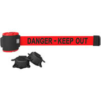 Banner Stakes 30' Red "Danger - Keep Out" Magnetic Wall Mount Belt Barrier MH5009