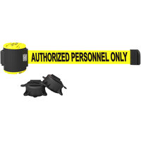 Banner Stakes 30' Yellow "Authorized Personnel Only" Magnetic Wall Mount Belt Barrier MH5003