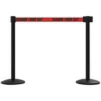 Banner Stakes Qline 7' Red "Danger - Keep Out" Retractable Belt Barrier Set AL6206B - 2/Set