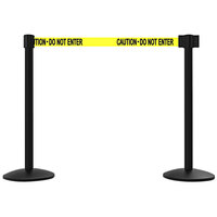Banner Stakes Qline 7' Yellow "Caution - Do Not Enter" Retractable Belt Barrier Set AL6202B - 2/Set