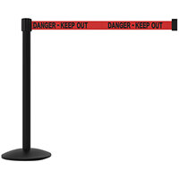 Banner Stakes Qline 7' Red "Danger - Keep Out" Retractable Belt Barrier Set AL6106B