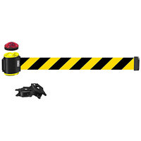 Banner Stakes 15' Yellow/Black Diagonal Stripe Magnetic Wall Mount Belt Barrier with Light Kit MH1507L