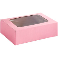 Baker's Mark 8" x 5 3/4" x 2 1/2" Pink Auto-Popup Window Bakery Box - 200/Bundle