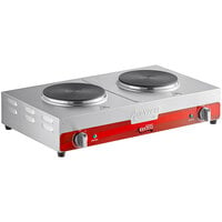 Avantco 177EB202SBSA Double Burner Solid Top Stainless Steel Portable Electric Side-by-Side Hot Plate - 1,800W, 120V