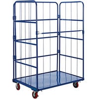 Vestil 31 1/4" x 43 5/8" x 65 1/2" Blue Steel 1 Shelf Foldable / Nestable Roller Container ROL-3143-1