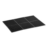 Choice 2' x 3' Black Rubber Straight Edge Anti-Fatigue Floor Mat - 3/4" Thick