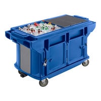 Cambro VBRUT5186 Blue 5' Versa Ultra Work Table with Storage and Standard Casters