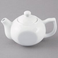 Acopa 10 oz. Bright White Porcelain Teapot with Lid