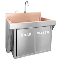 Just Manufacturing CU-JKS-770-1 Hands Free Copper Wall-Hung Scrub Sink with Knee Operated Faucet and Soap Valve - 30" x 17 1/2" x 11" Bowl