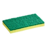 Lavex 6" x 3 1/2" x 3/4" Yellow Sponge / Green Medium-Duty Scouring Pad Combo - 6/Pack