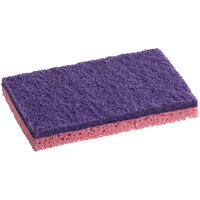 Lavex 6" x 3 1/2" x 3/4" Pink Cellulose Sponge / Purple Medium-Duty Scouring Pad Combo - 6/Pack
