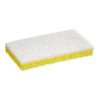 Lavex 6" x 3 1/2" x 3/4" Yellow Cellulose Sponge / White Light-Duty Scouring Pad Combo - 6/Pack