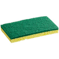 Lavex 6" x 3 1/2" x 3/4" Yellow Cellulose Sponge / Green Heavy-Duty Scouring Pad Combo - 6/Pack
