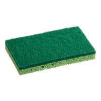 Lavex 6" x 3 1/2" x 3/4" Green Cellulose Sponge / Green Medium-Duty Scour Pad Combo - 6/Pack
