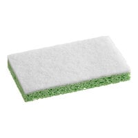 Lavex 6" x 3 1/2" x 3/4" Green Cellulose Sponge / White Light-Duty Scouring Pad Combo - 6/Pack