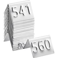 American Metalcraft 1 1/2" Stainless Steel Number Table Tents - 401 to 600