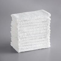 Choice 16 inch x 19 inch White 24 oz. Cotton Textured Terry Bar Towel - 12/Pack