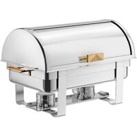 Choice Deluxe 8 Qt. Full Size Gold Accent Roll Top Chafer