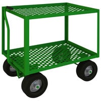Durham Mfg 24" x 36" Green Steel Garden Cart with 2 Perforated Shelves and Towing Handle GT5WT-2436-2-10SPN-83T - 1000 lb. Capacity