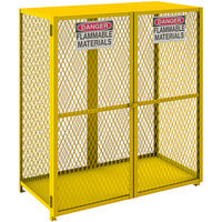 Durham Mfg 60" x 30 3/16" x 71 7/8" Yellow Vertical Gas Cylinder Cabinet with Manual Doors EGCVC18-50 - 18 Cylinder Capacity