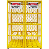 Durham Mfg 50 1/4" x 41 15/16" x 71 7/8" Yellow Horizontal Gas Cylinder Cabinet with Manual Doors EGCC12-50 - 12 Cylinder Capacity