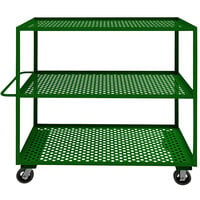 Durham Mfg 30" x 60" Green Steel Garden Cart with 3 Perforated Shelves GC-3060-3-6MR-83T - 1200 lb. Capacity