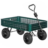 Vestil 30" x 46 1/2" Green Steel Landscape Cart with Plastic Crate LSC-3052-PCW - 1000 lb. Capacity