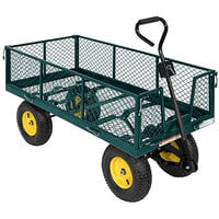 Vestil 24" x 48" Green Steel Landscape Cart with Fold Down Side LSC-2448-4SD - 1000 lb. Capacity